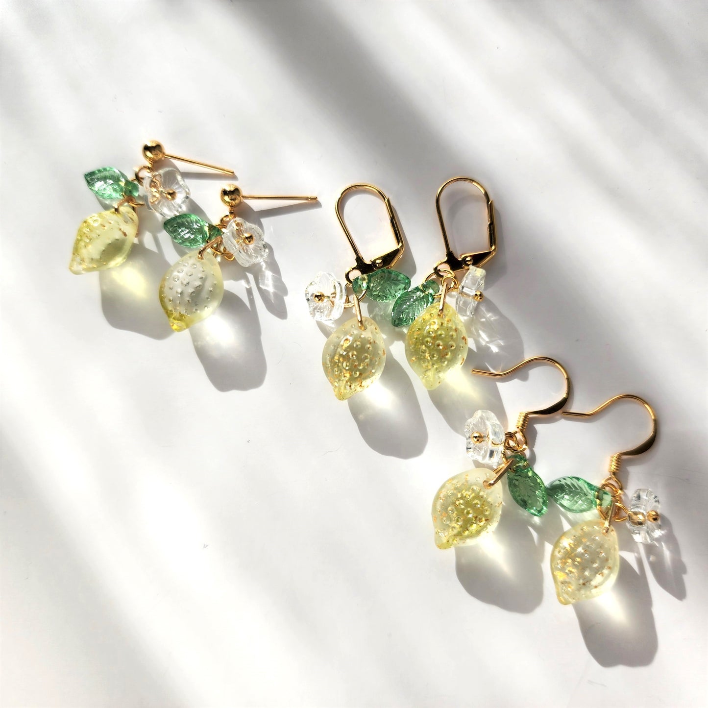 Pendientes de limón brillantes, pendientes de frutas, pendientes de comida, pendientes colgantes de limón lindos únicos, regalo para ella