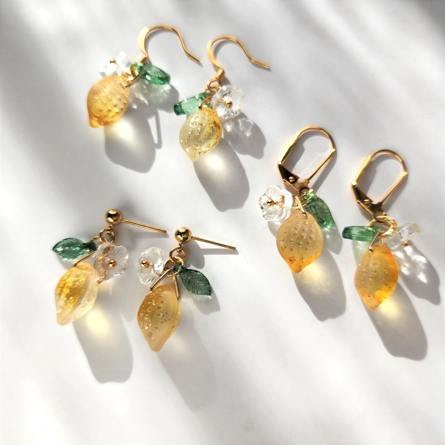 Pendientes de limón brillantes, pendientes de frutas, pendientes de comida, pendientes colgantes de limón lindos únicos, regalo para ella