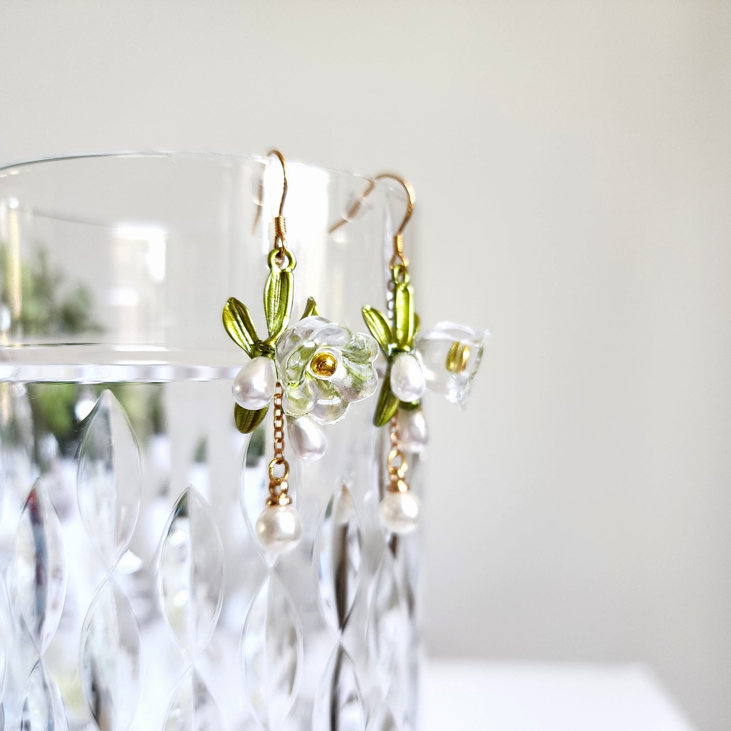 Crystal Resin Lily Dangle Earrings