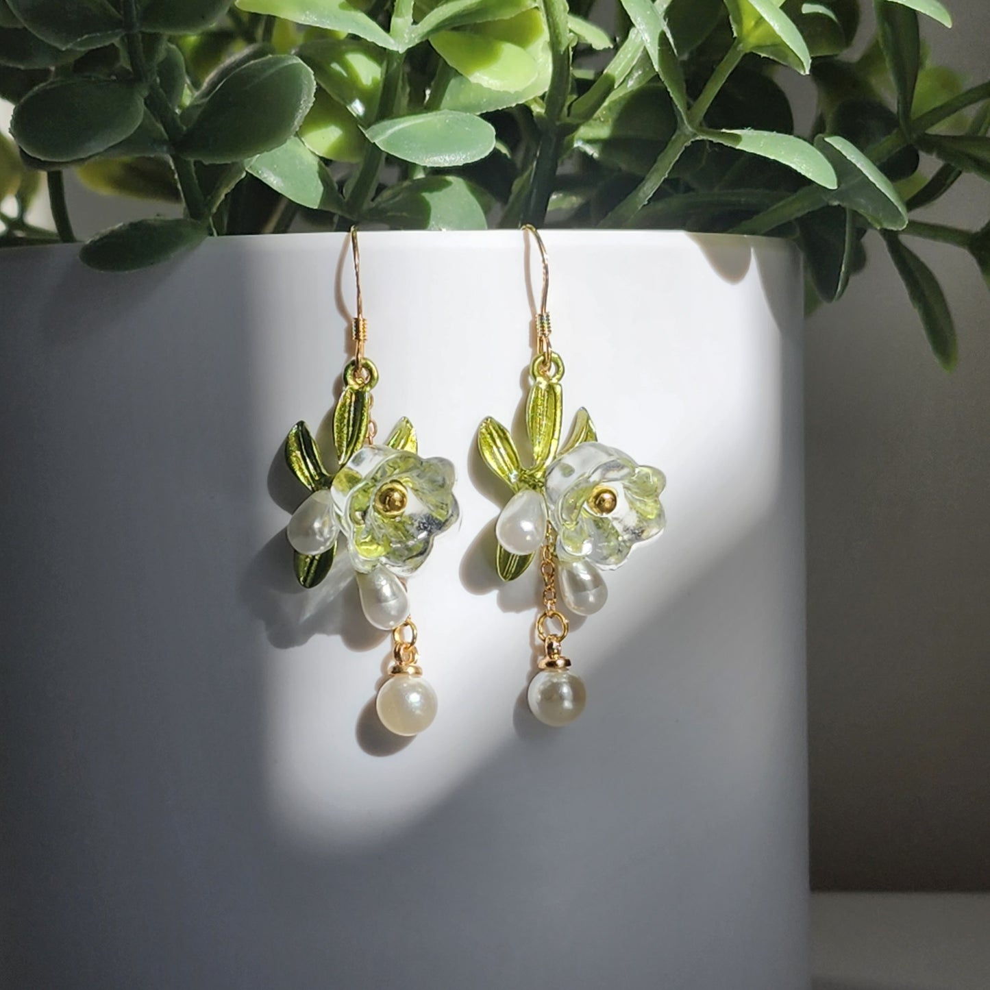 Crystal Resin Lily Dangle Earrings