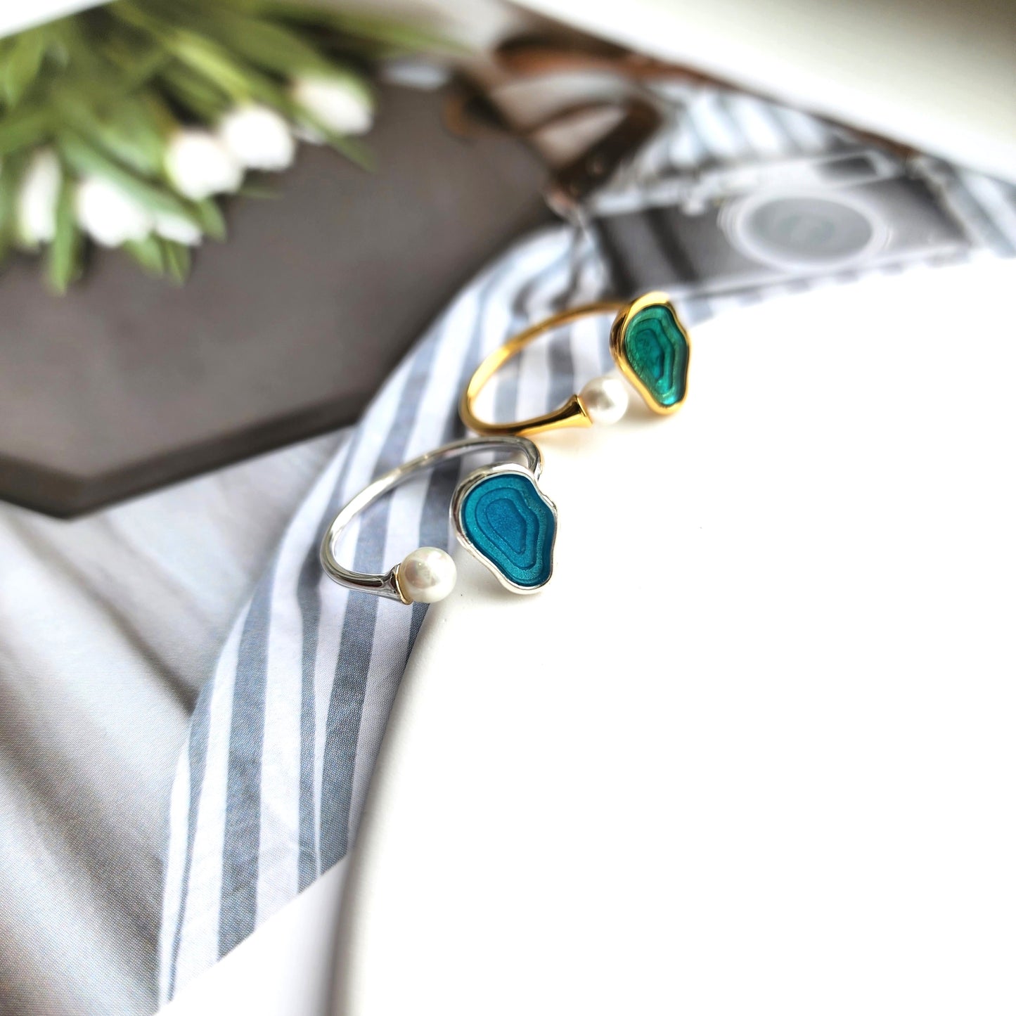 Lake Resin 925 Silver Rings