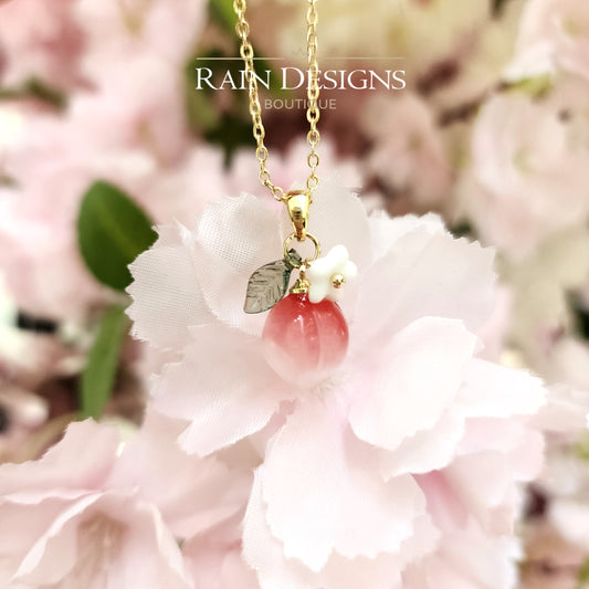 Custom Peach Fruit Necklace