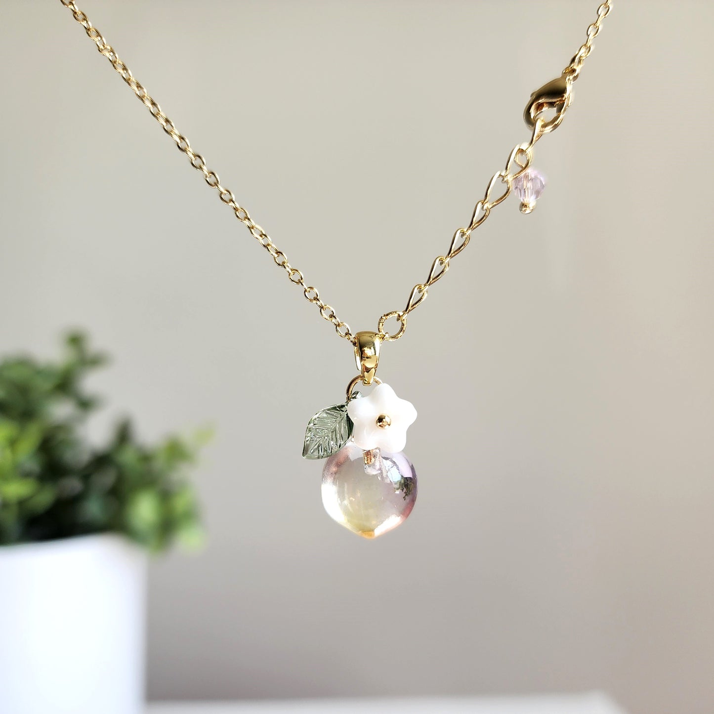Custom Peach Fruit Necklace
