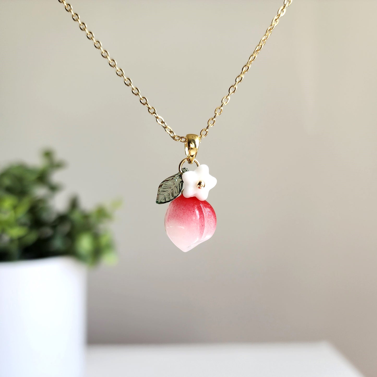 Custom Peach Fruit Necklace