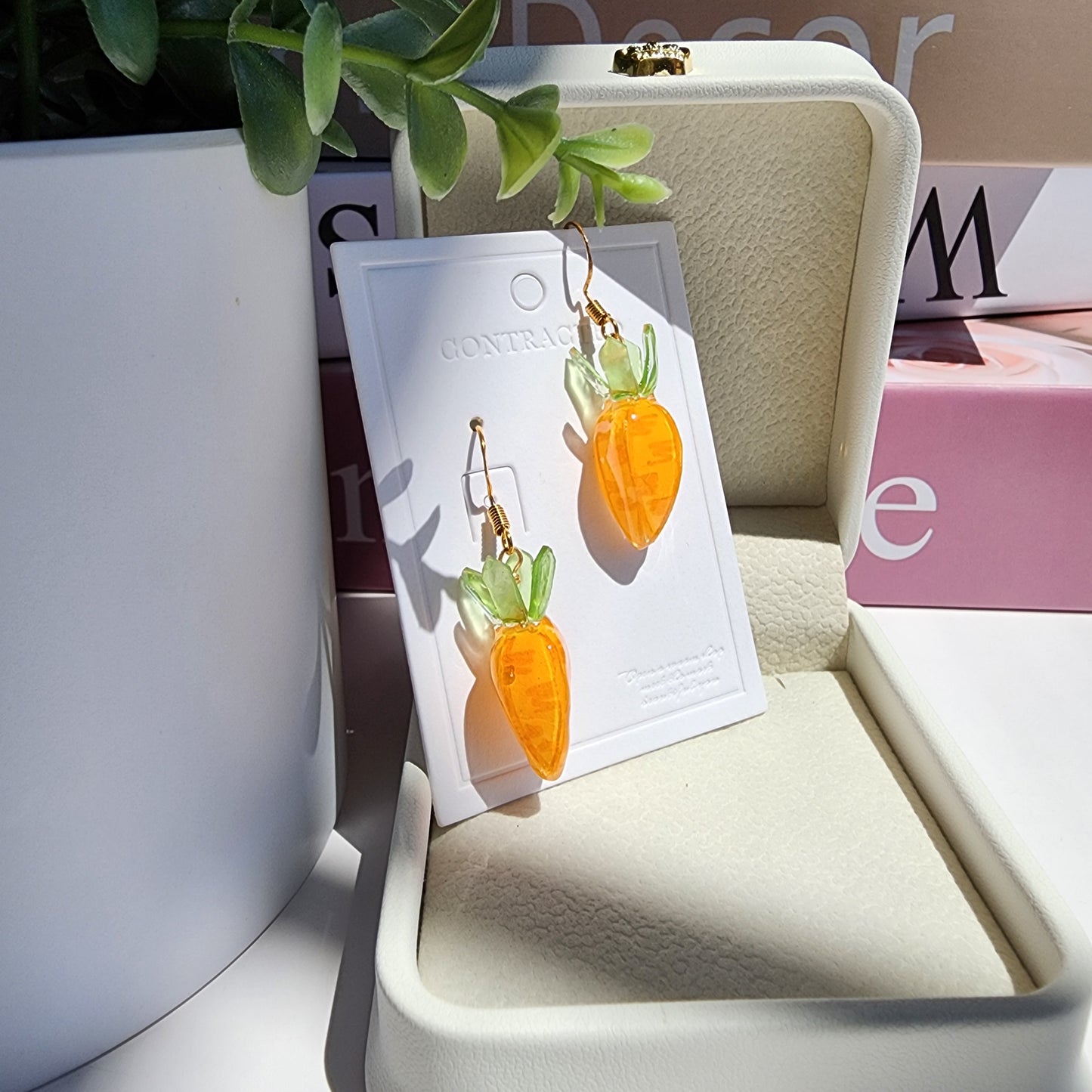 Resin Carrot Earrings | Cute Veggie Food Earrings