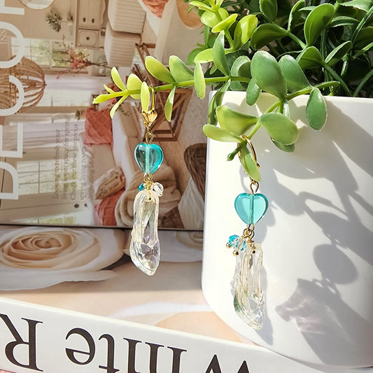Pendientes de zapatilla de cristal de Cenicienta, pendientes de zapatilla de cristal brillante, pendientes colgantes de cuento de hadas