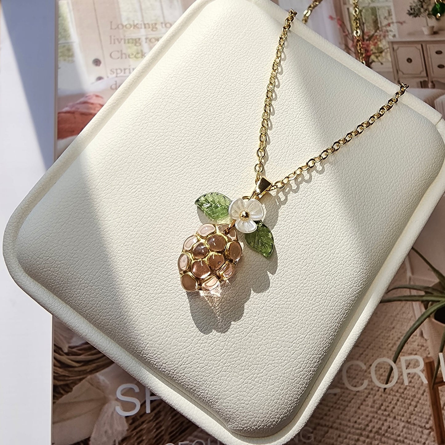 Gold Decor Transparent Grape Necklace