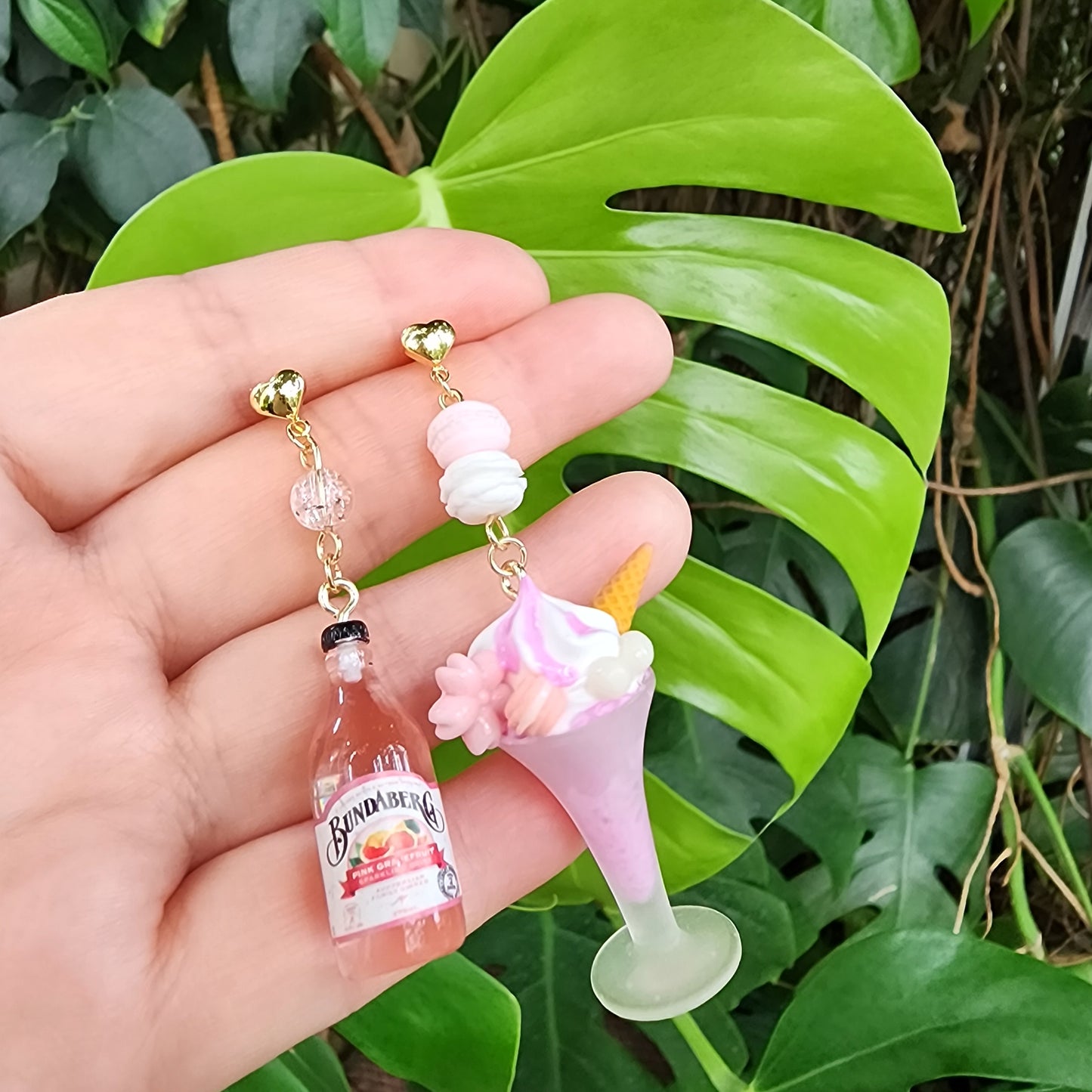 Sakura Ice cream with Sparkling Water Earrings | Fun Food Earrings