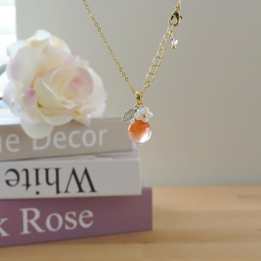 Custom Peach Necklace | Design Your Own Orange Lilac Fruit 14K Gold plated Jewelry