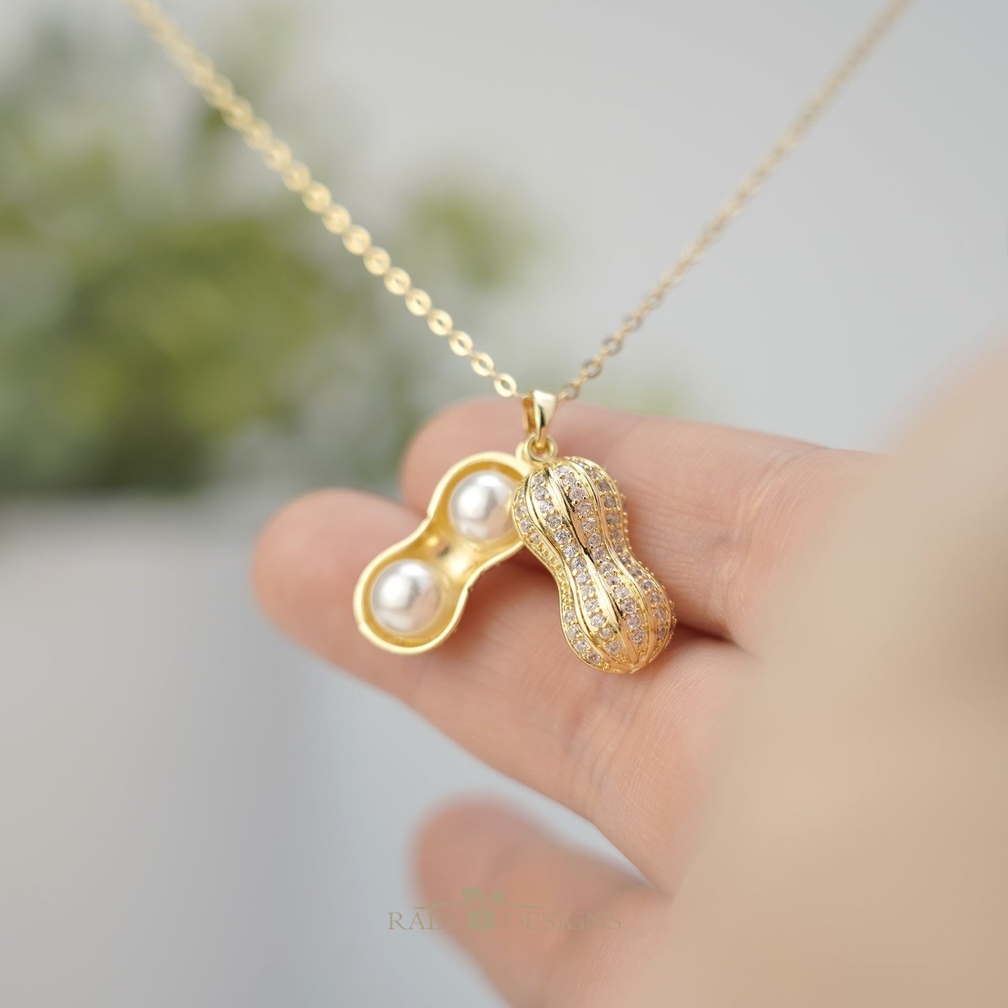 Sweet Gold Peanut Necklace | Shine Food Pendant Necklace
