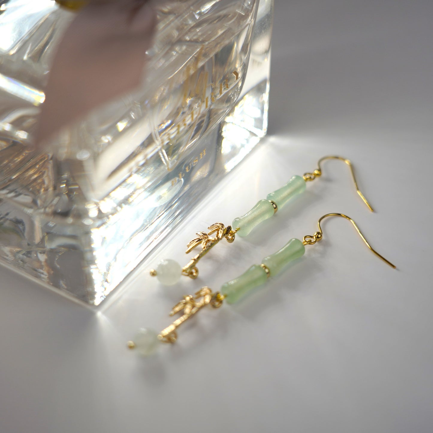 Bamboo Dangling Earrings | Natural Jade Bamboo Leaf Fun Earrings