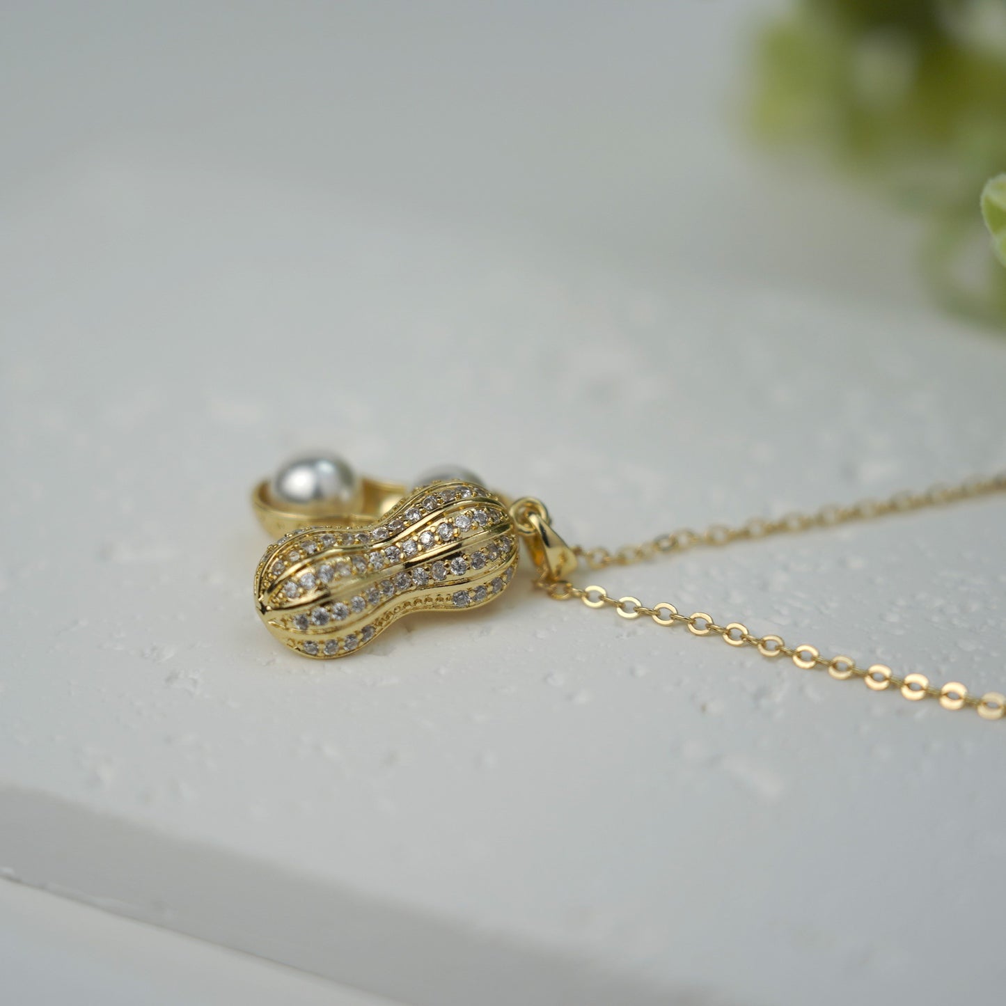 Sweet Gold Peanut Necklace | Shine Food Pendant Necklace
