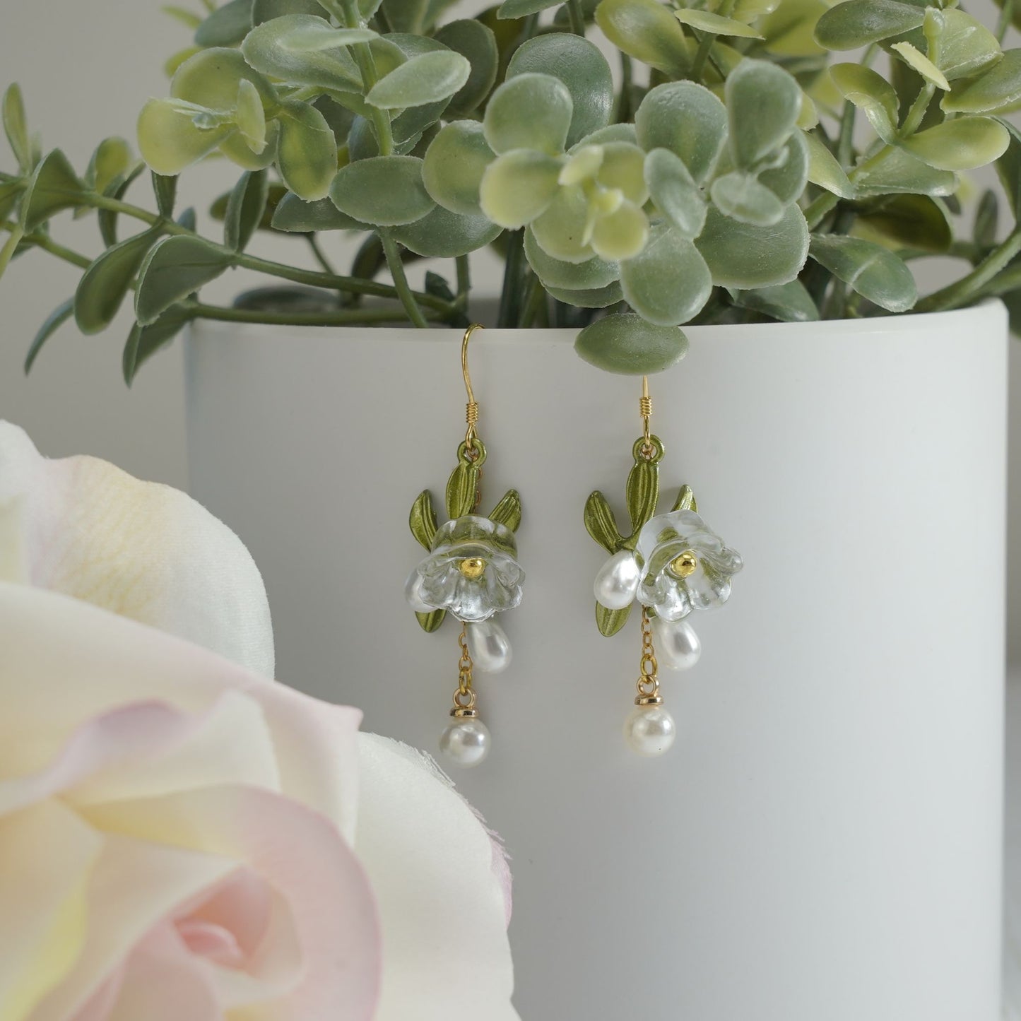Crystal Resin Lily Dangle Earrings