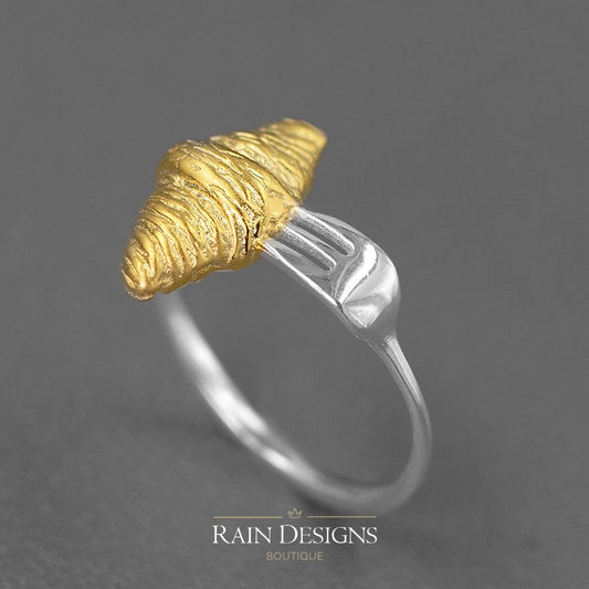 Croissant food Ring and Necklace