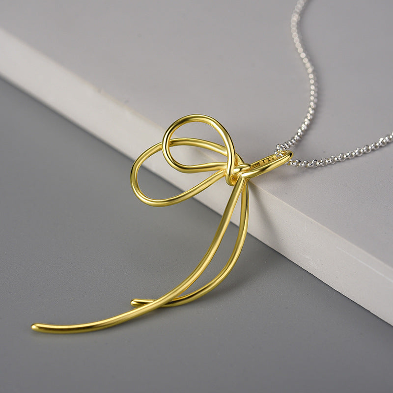 Collar de nudo hecho a mano vermeil de oro, collar de arte de plata de ley 925, regalo para ella