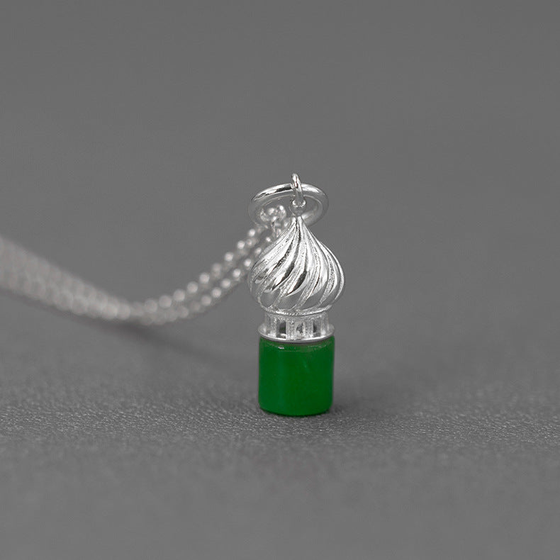 Pendientes de cúpula, Pendientes de jade de cúpula de oro y plata, Regalo para ella