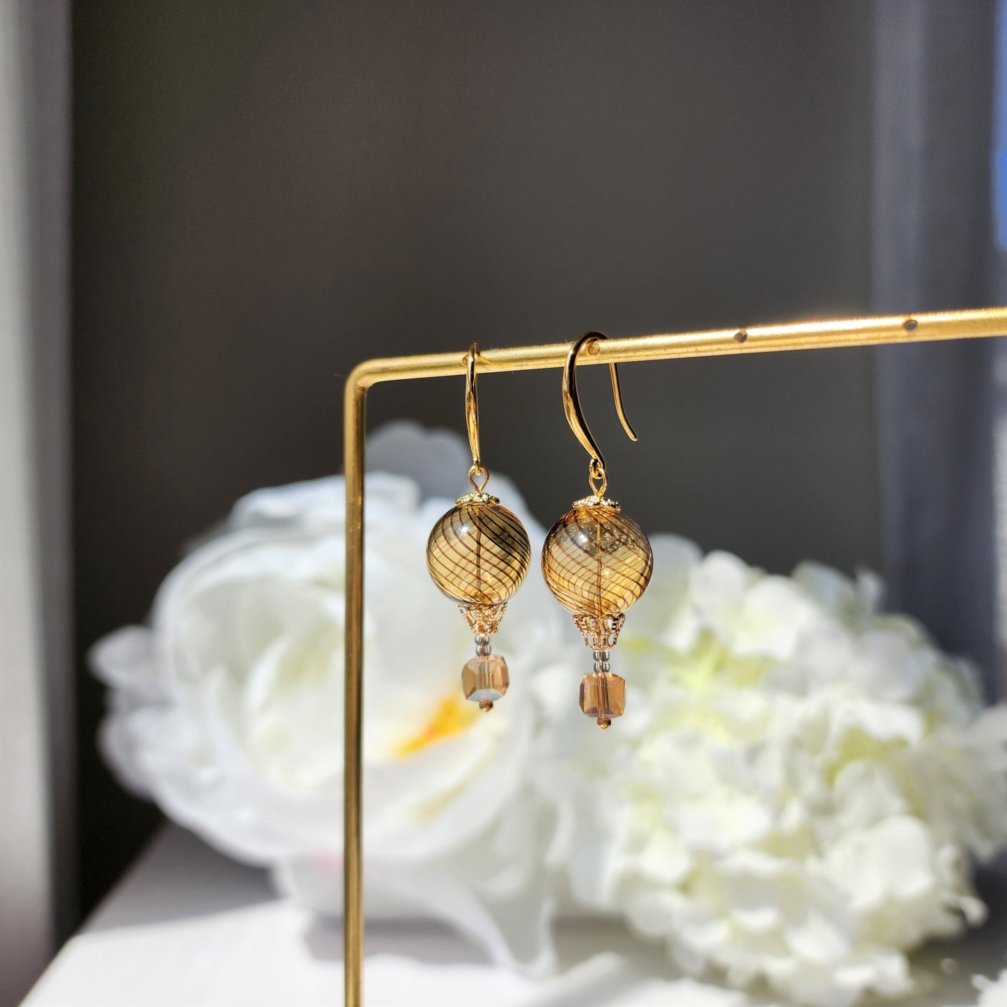 Round hot air balloon earrings, Small cute glass balloon earrings, Fun dangle earrings,gift for her