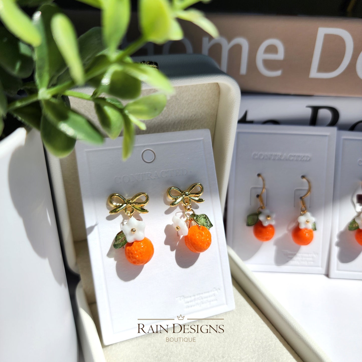 Custom Handmade Orange Fruit Dangle Earrings