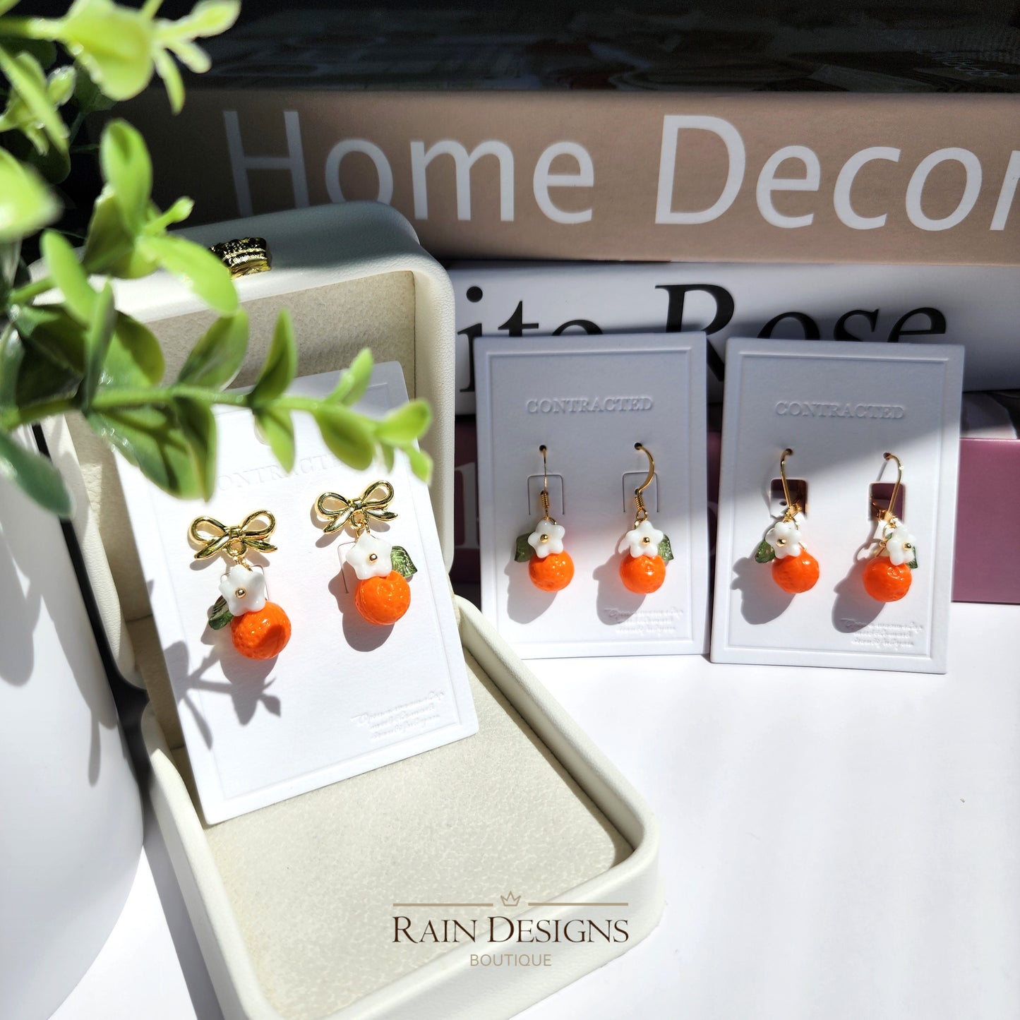 Custom Handmade Orange Fruit Dangle Earrings