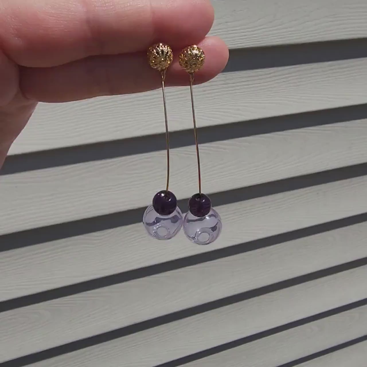 Glass bubble fun earrings, Bubble art dangle earrings, Gift for her