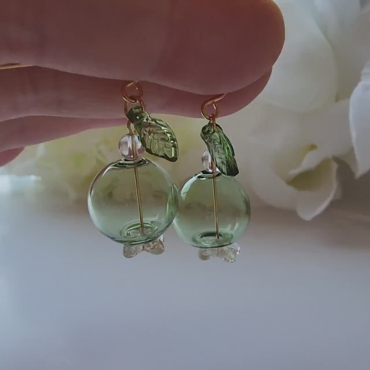 Large blueberry earrings, Bubble glass blueberry drop earrings, Fruit and food earrings, Gift for her