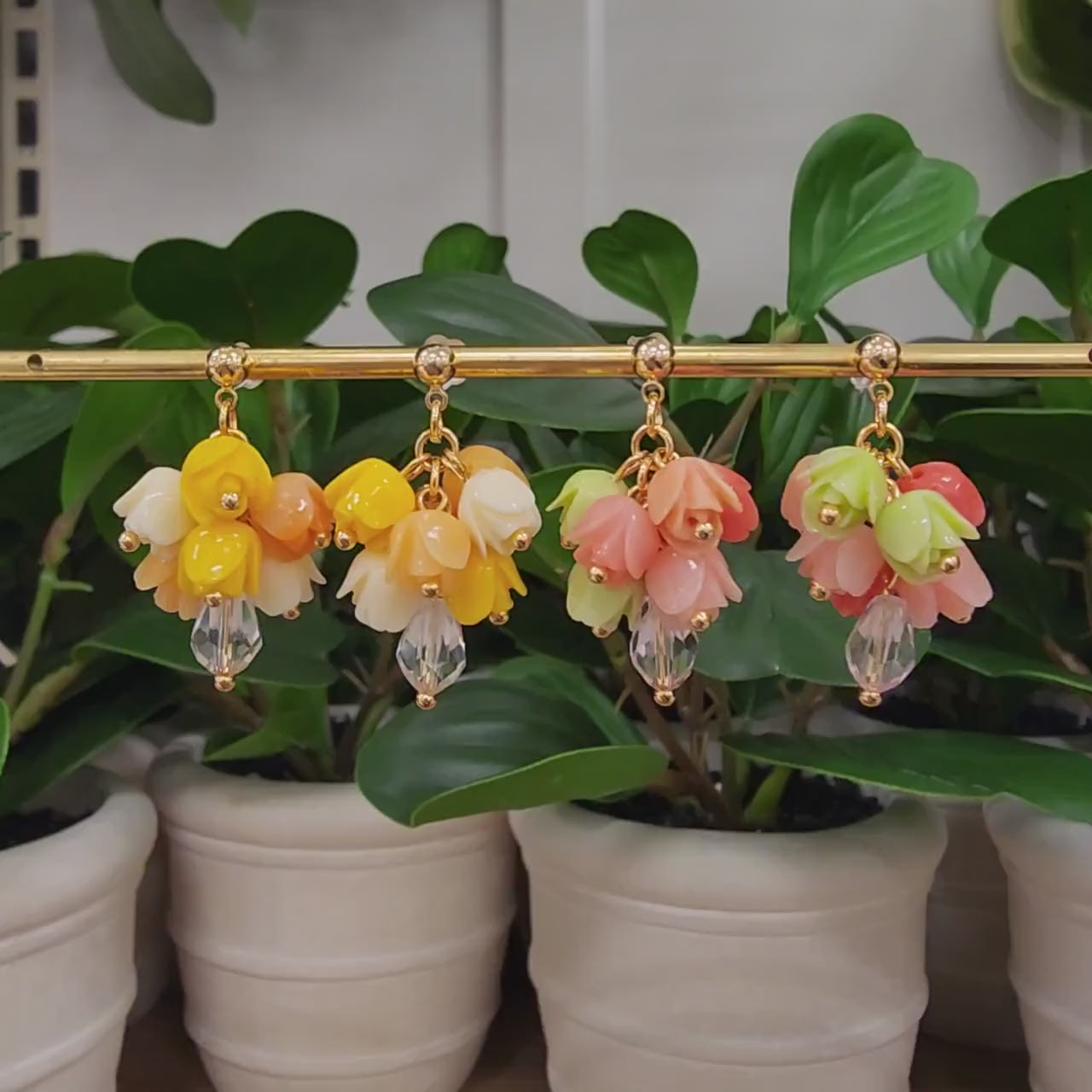 Tulip bouquet earrings, Floral dangle earrings, colorful blossom Earrings, Spring Flower Unique Earrings