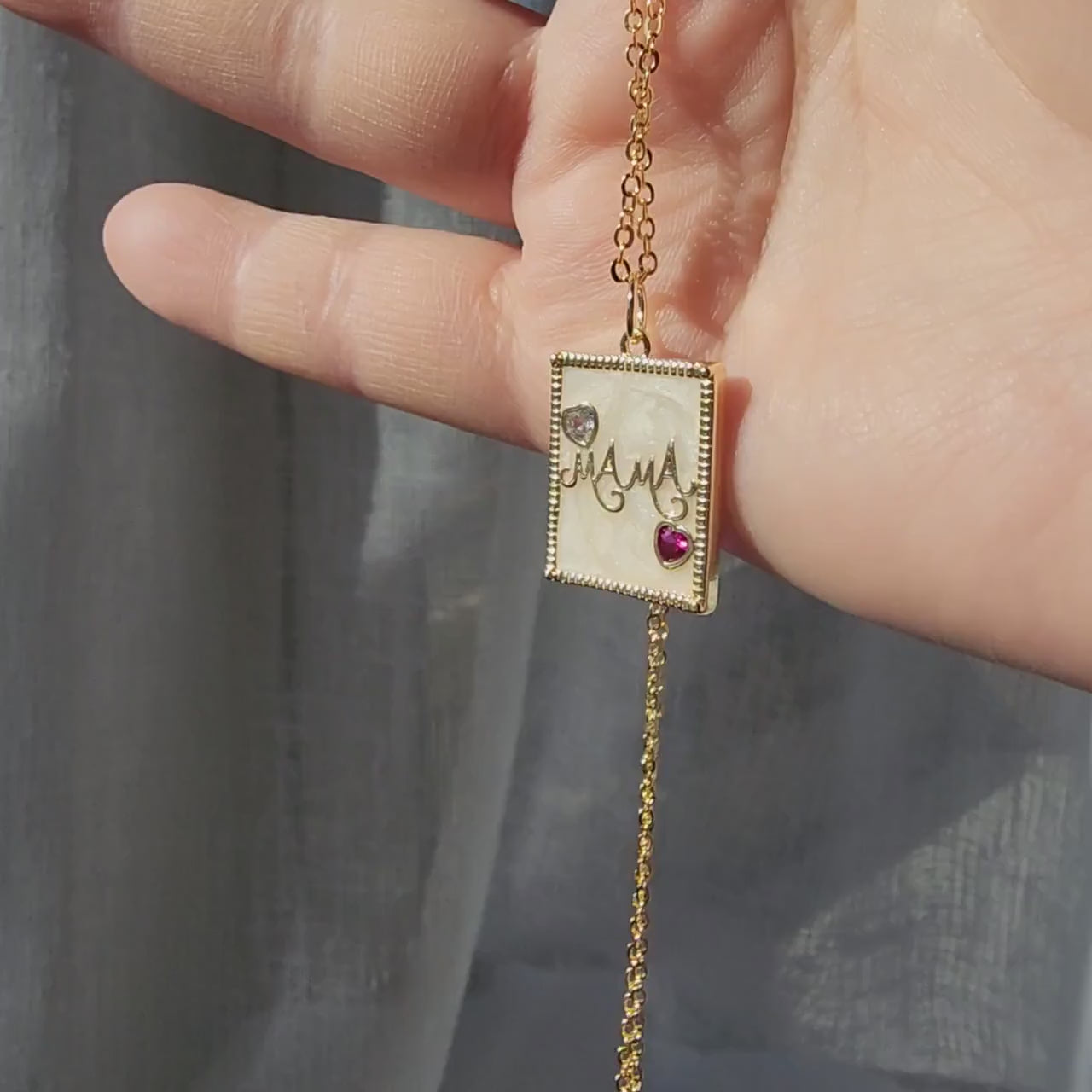 Love Mom necklace, gold plated pendant necklace, gift for her