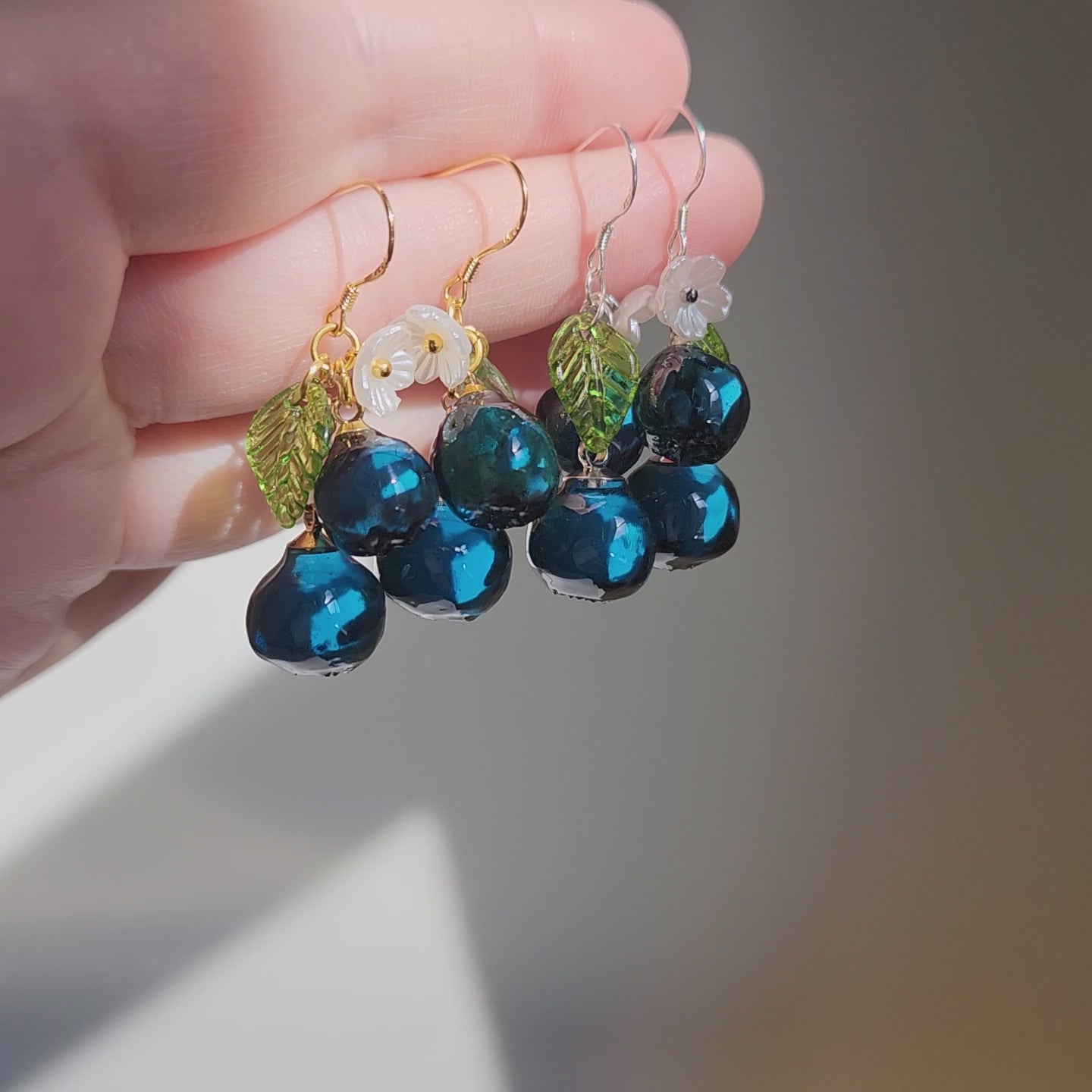 Blueberry Resin Fruit Earrings