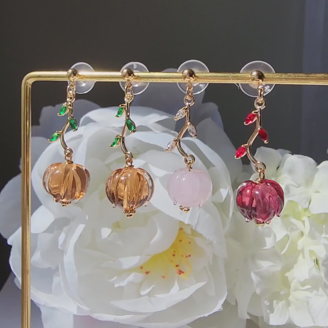 Tulip dangle earrings, glass tulip earrings, glass flower drop earring, gift for her