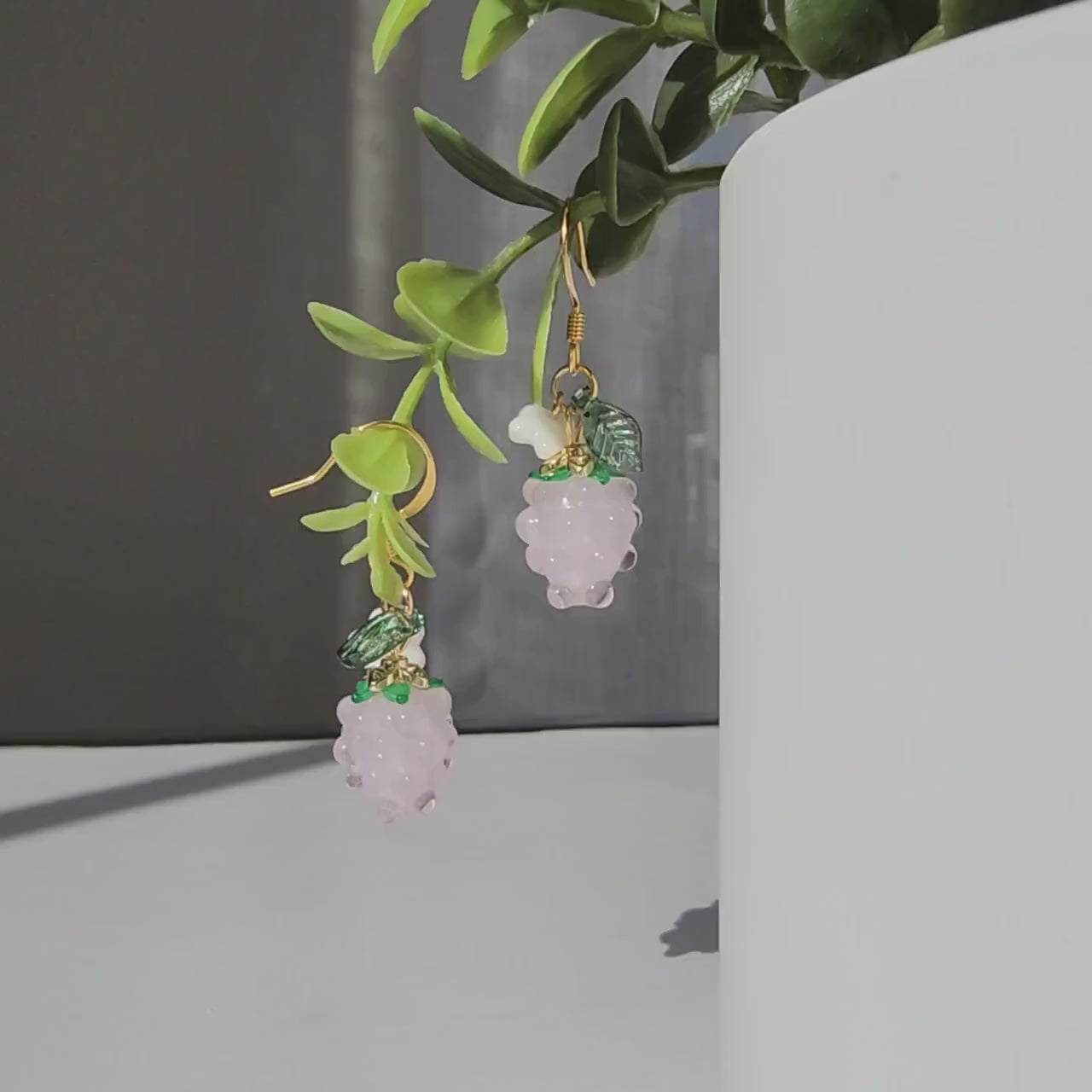 Raspberry earrings, berries dangle earrings, fruit earrings, food earring, gift for her