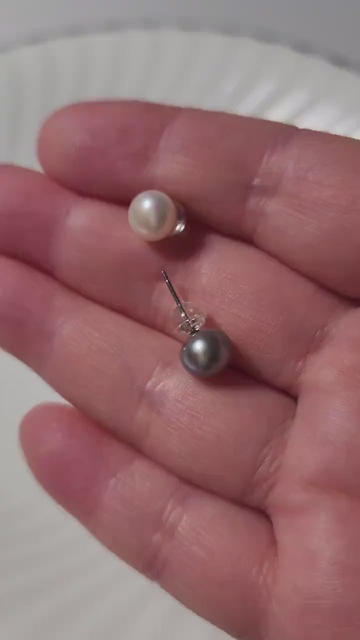 pearl stud earring, 925 sterling silver earring, freshwater pearl, gift for her, Xmas gift, wedding jewelry