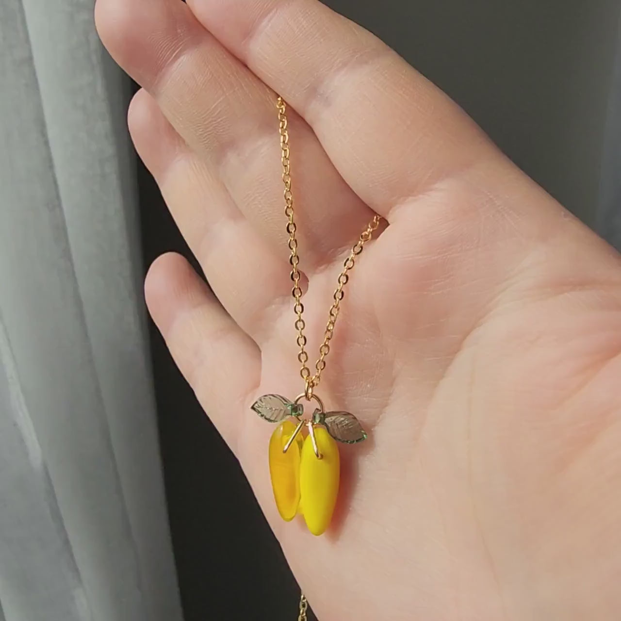 Banana necklace, glass banana necklace, fruit necklace, food necklace, gift for her
