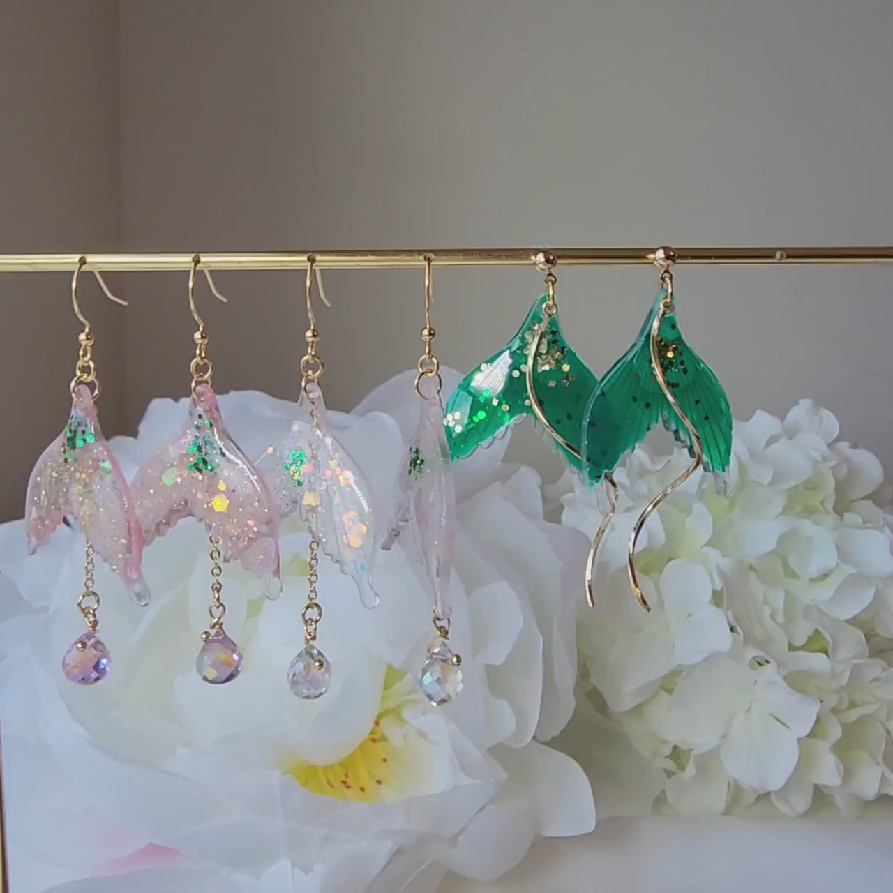Mermaid tail earrings, Mermaid dangle earrings, ocean theme earrings, gift for her