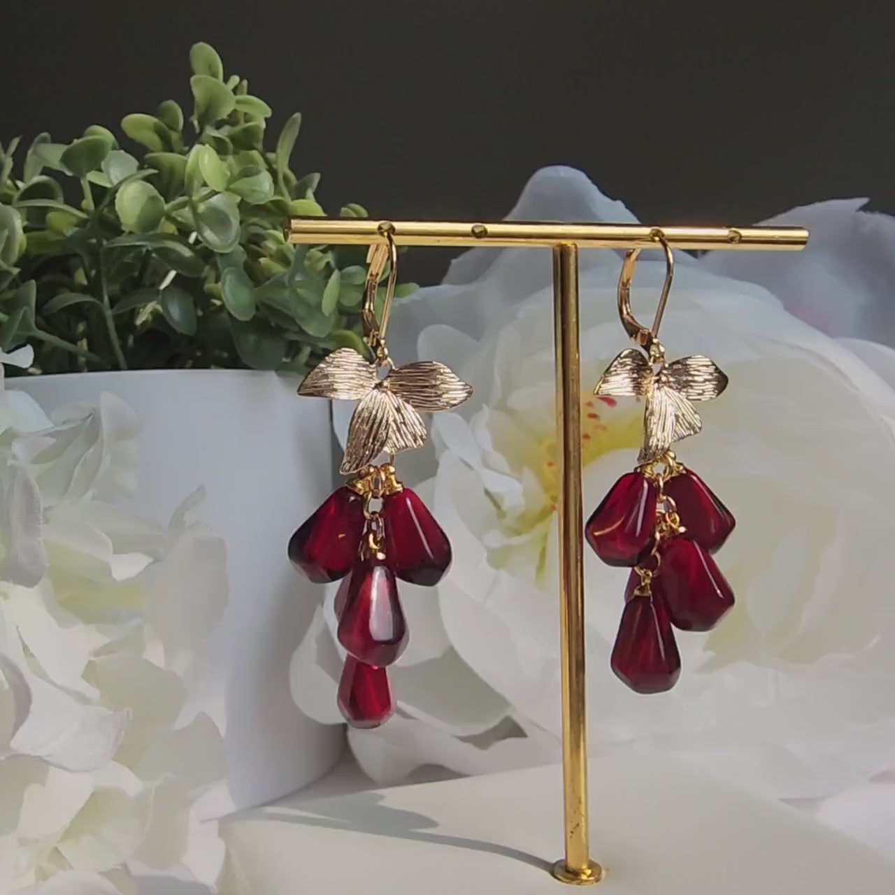Pomegranate seed earrings, Red pink drop earrings, Fruit earrings, Food earrings, Gift for her, Pink pomegranate seed earrings