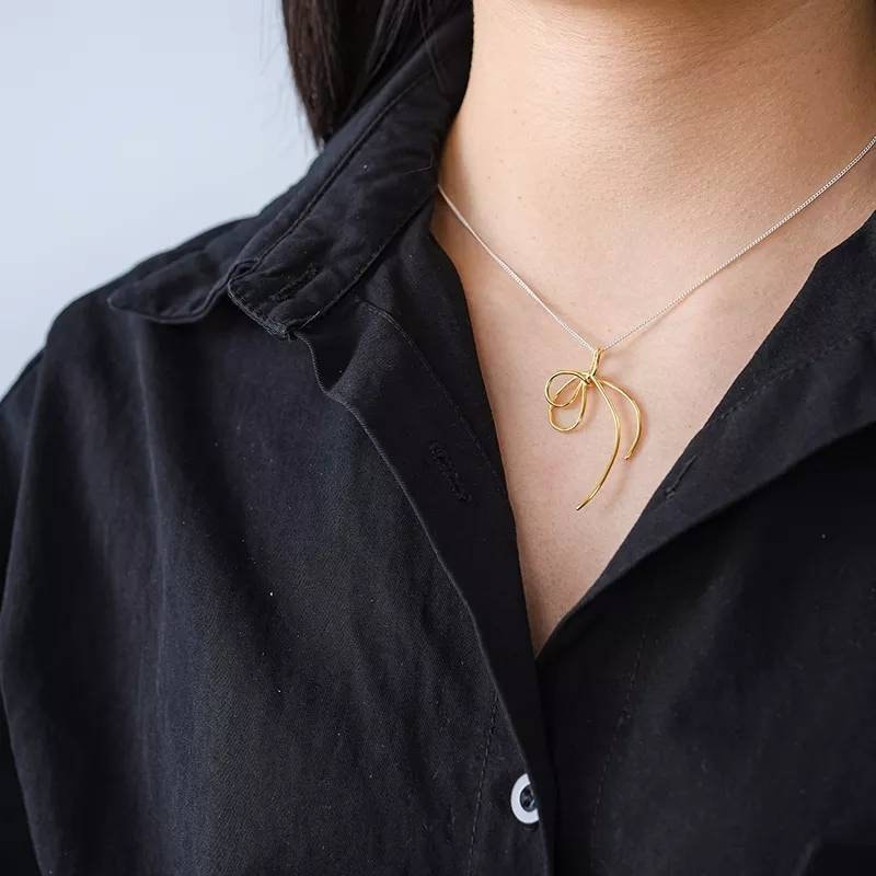 Gold vermeil handmade Knot necklace, 925 sterling silver art necklace, Gift for her