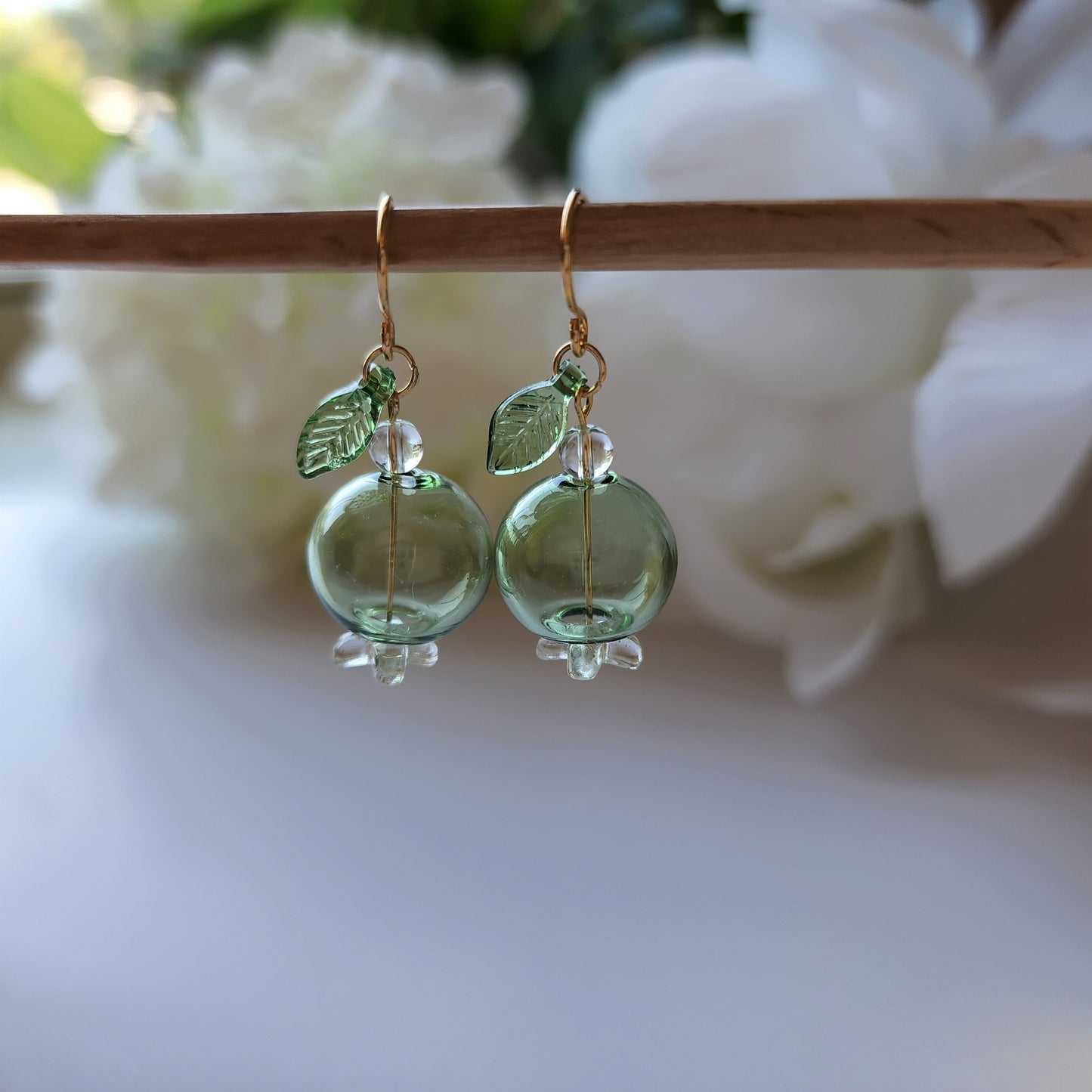 Large blueberry earrings, Bubble glass blueberry drop earrings, Fruit and food earrings, Gift for her