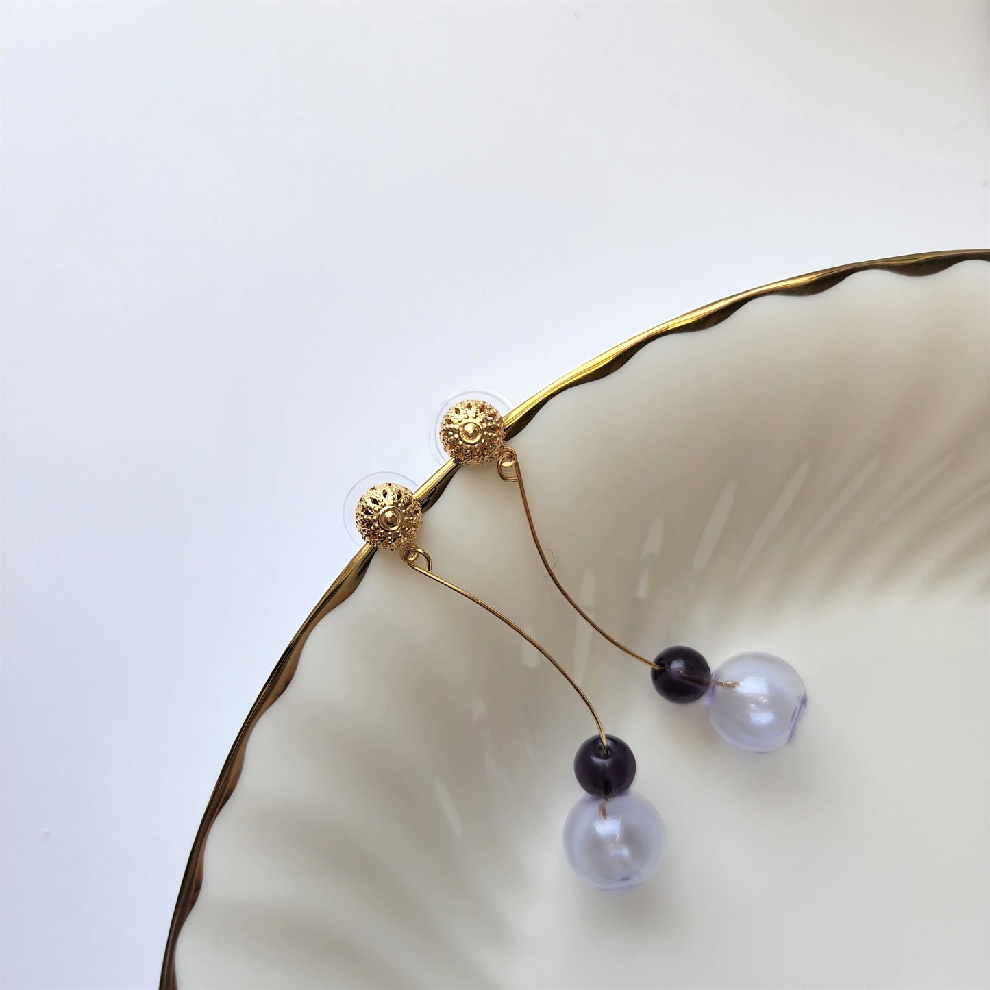 Glass bubble fun earrings, Bubble art dangle earrings, Gift for her