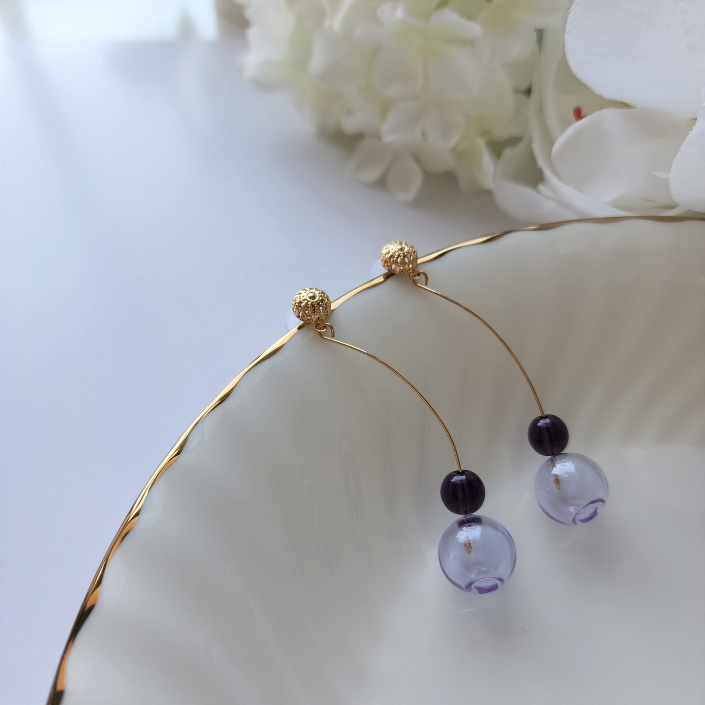 Glass bubble fun earrings, Bubble art dangle earrings, Gift for her