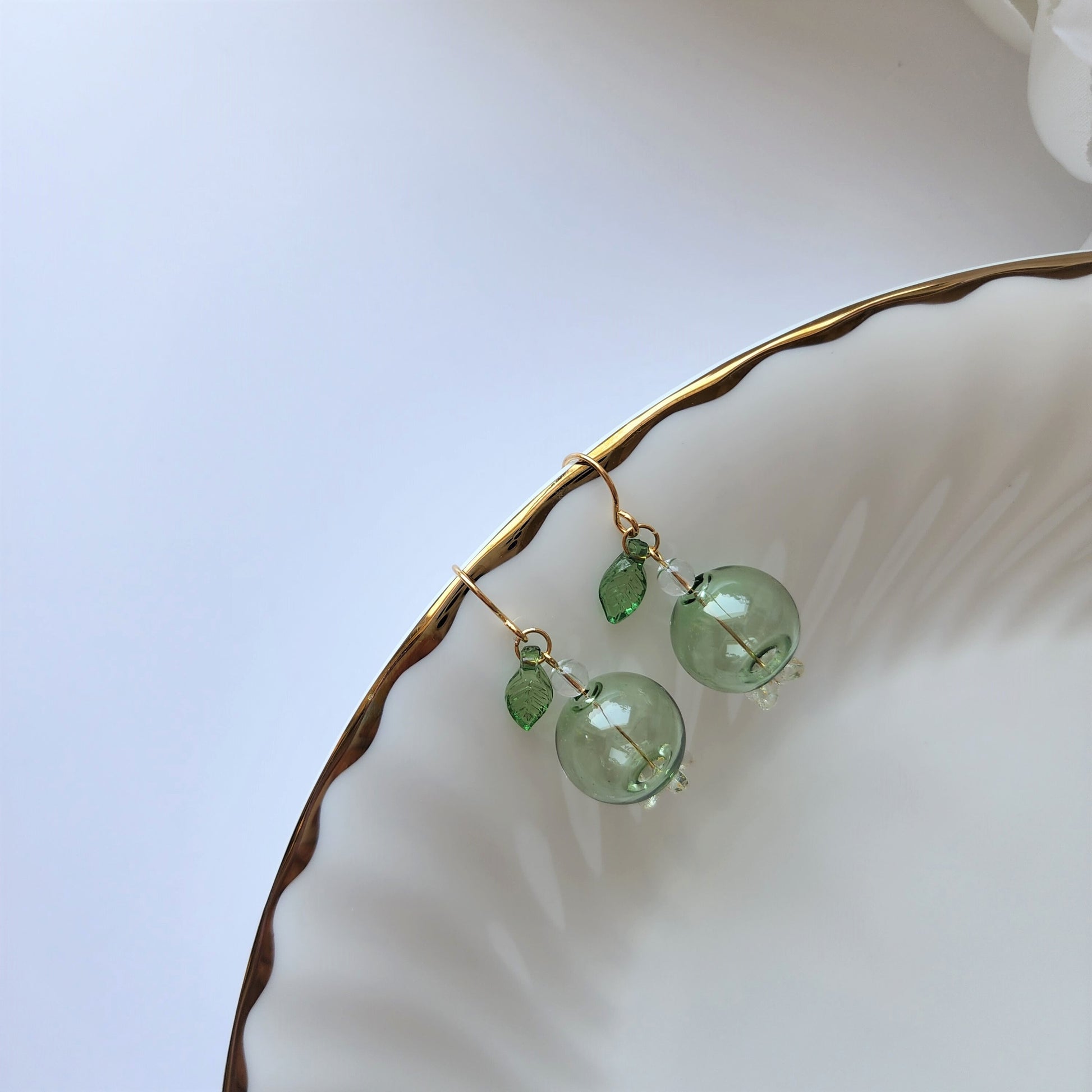 Large blueberry earrings, Bubble glass blueberry drop earrings, Fruit and food earrings, Gift for her