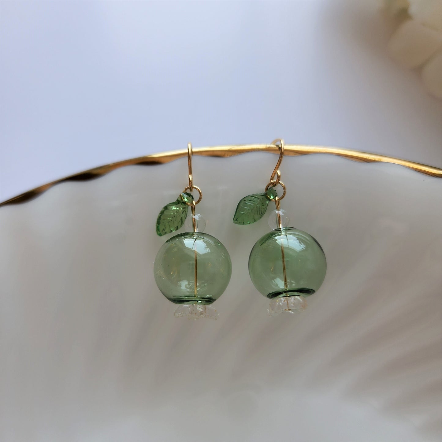 Large blueberry earrings, Bubble glass blueberry drop earrings, Fruit and food earrings, Gift for her
