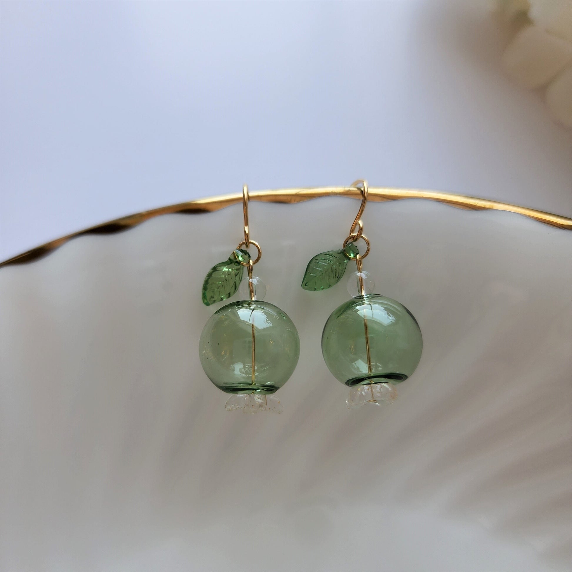 Large blueberry earrings, Bubble glass blueberry drop earrings, Fruit and food earrings, Gift for her
