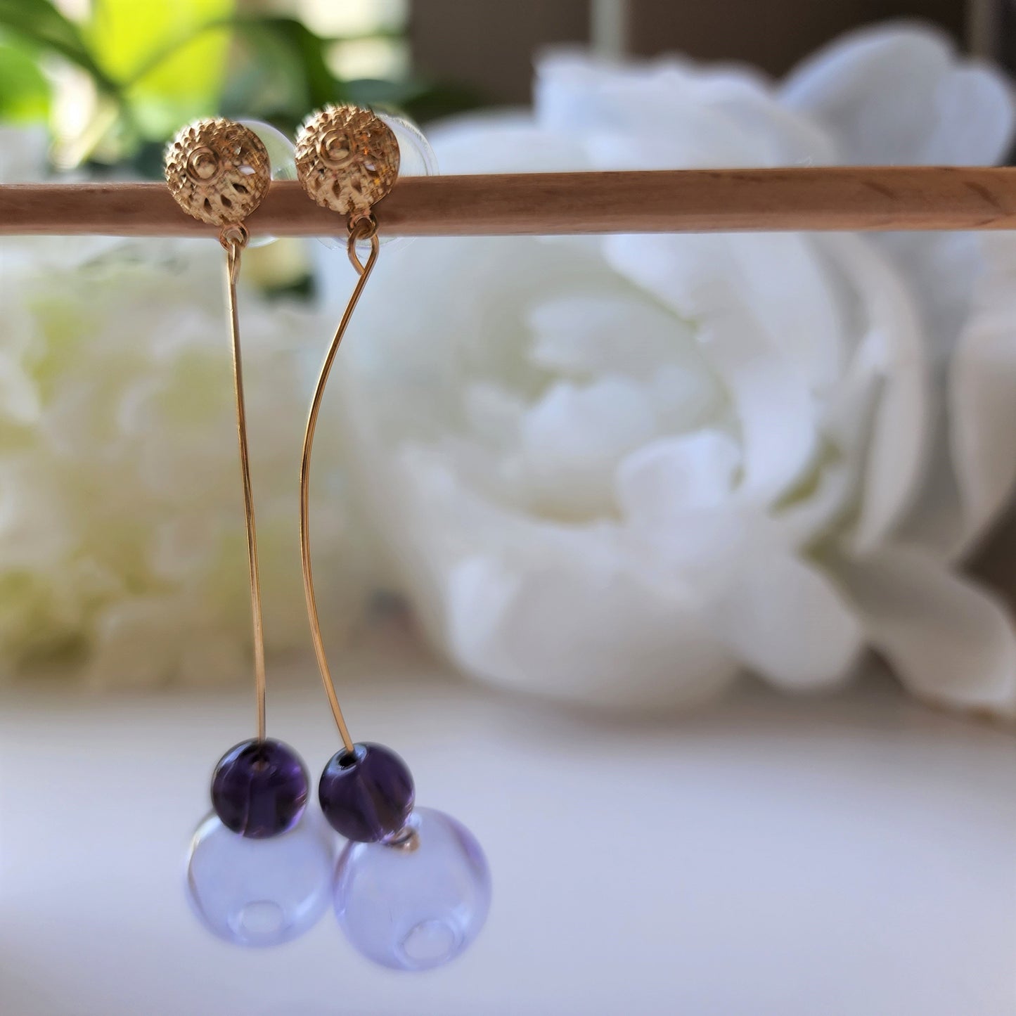 Glass bubble fun earrings, Bubble art dangle earrings, Gift for her