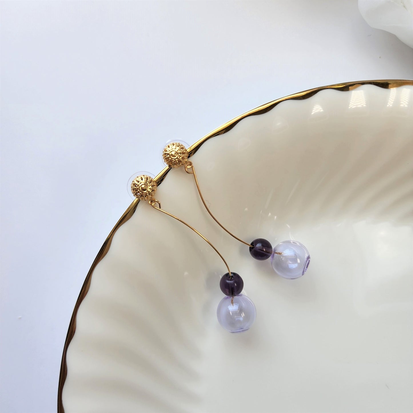 Glass bubble fun earrings, Bubble art dangle earrings, Gift for her