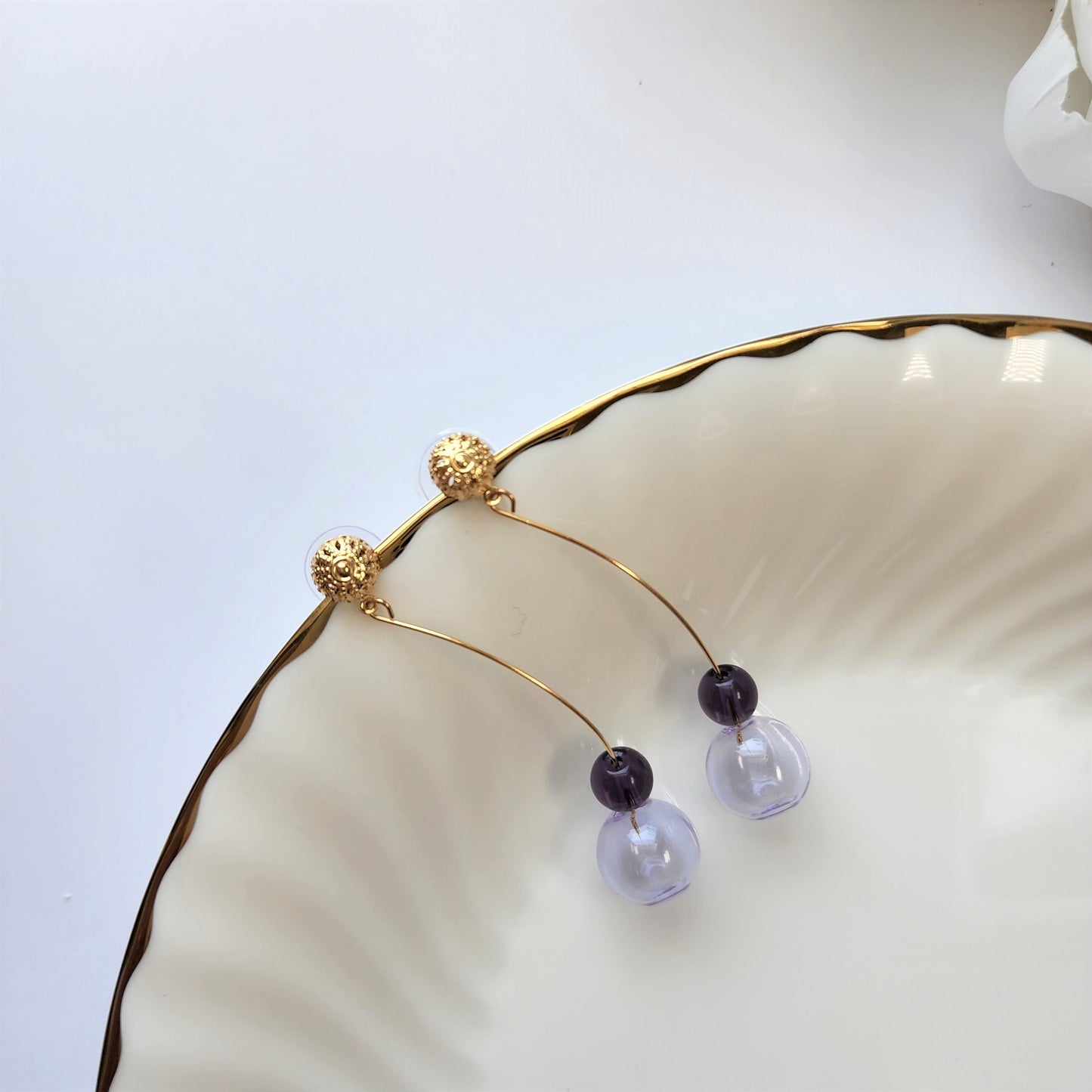 Glass bubble fun earrings, Bubble art dangle earrings, Gift for her