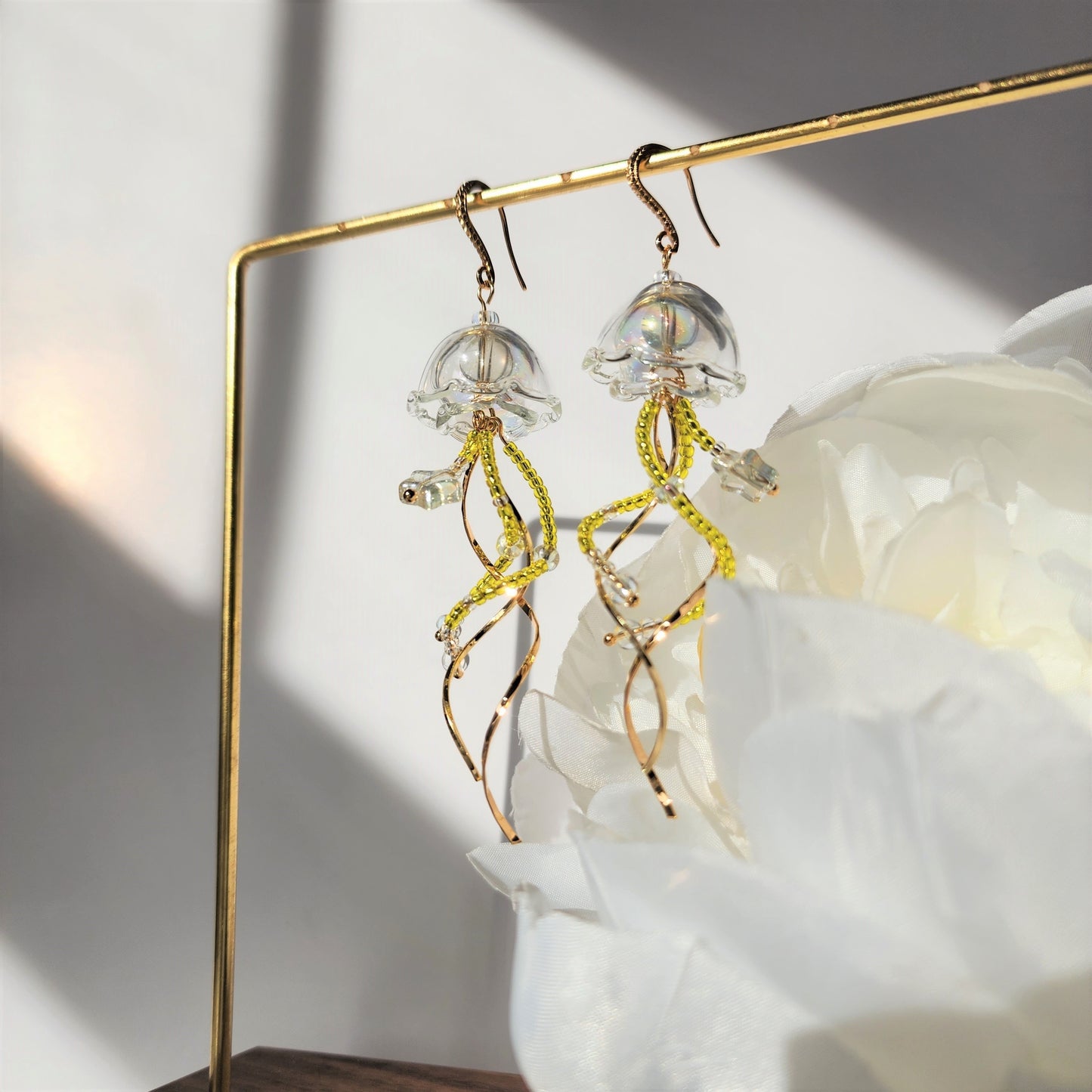 Sparkling Jellyfish earrings, Japanese jelly dangle earrings, sea animal earrings, gift for her