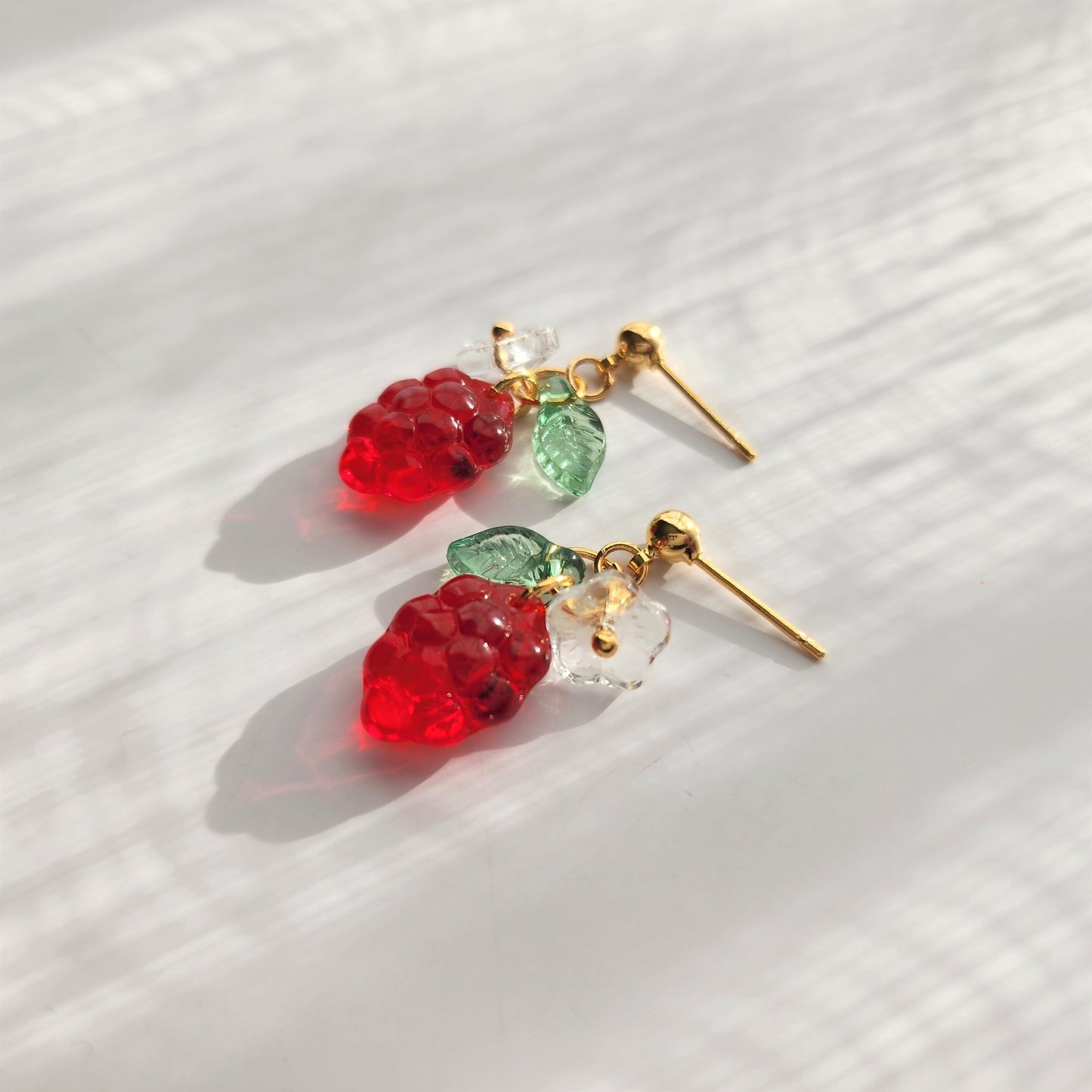 Grape earrings, Pure color glass grape earrings, fruit earrings
