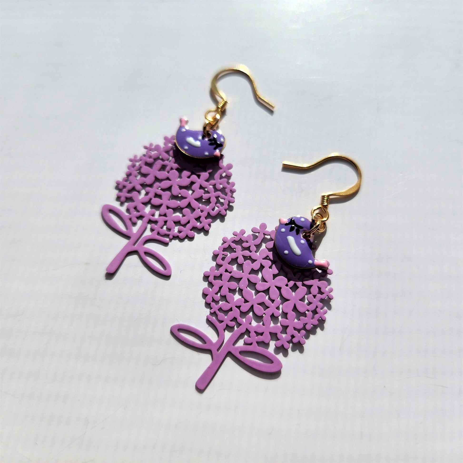Little birds resting on the tree earrings, tree dangle earrings, lightweight drop earrings, gift for her