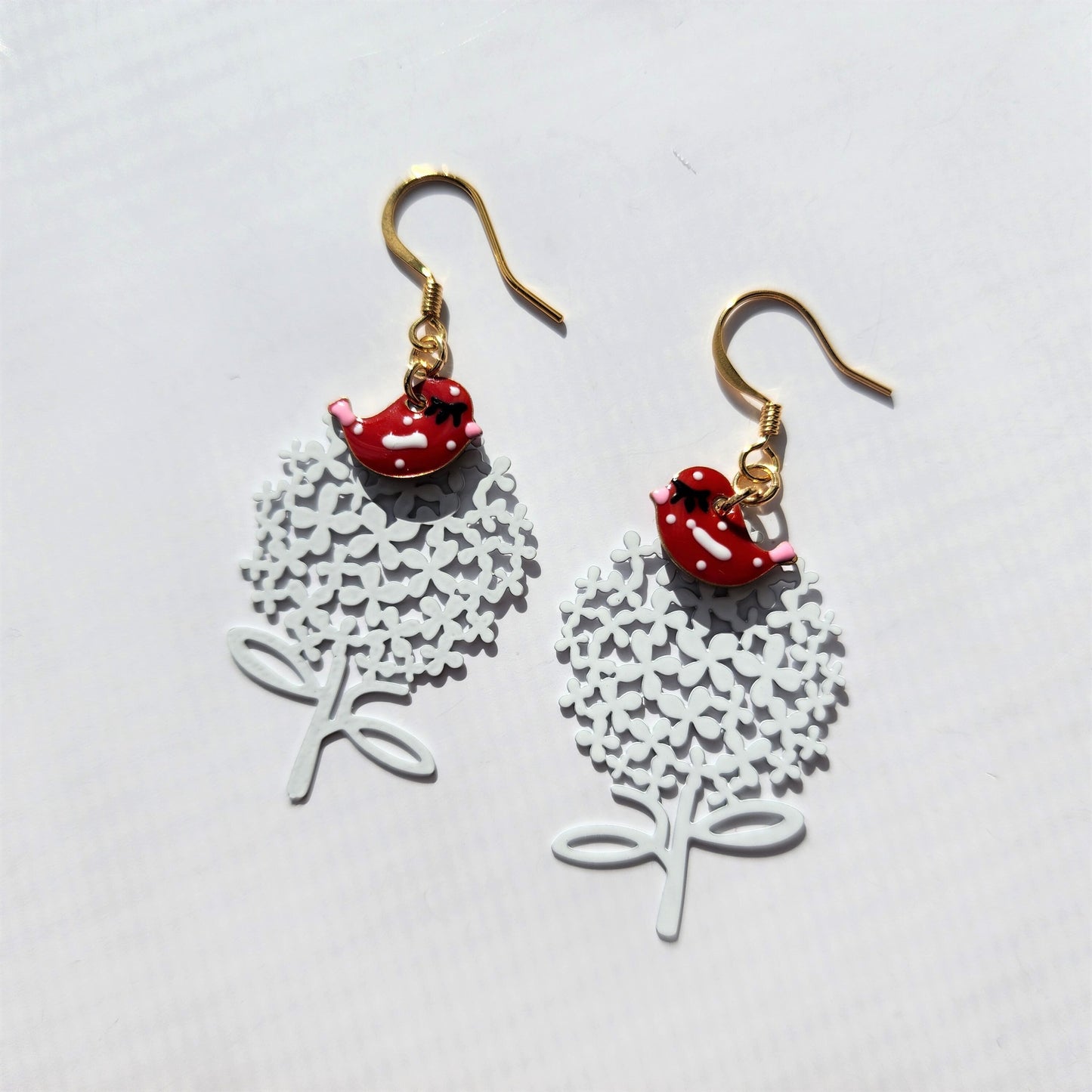 Little birds resting on the tree earrings, tree dangle earrings, lightweight drop earrings, gift for her