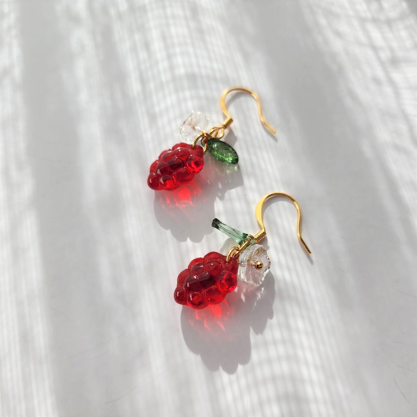 Grape earrings, Pure color glass grape earrings, fruit earrings
