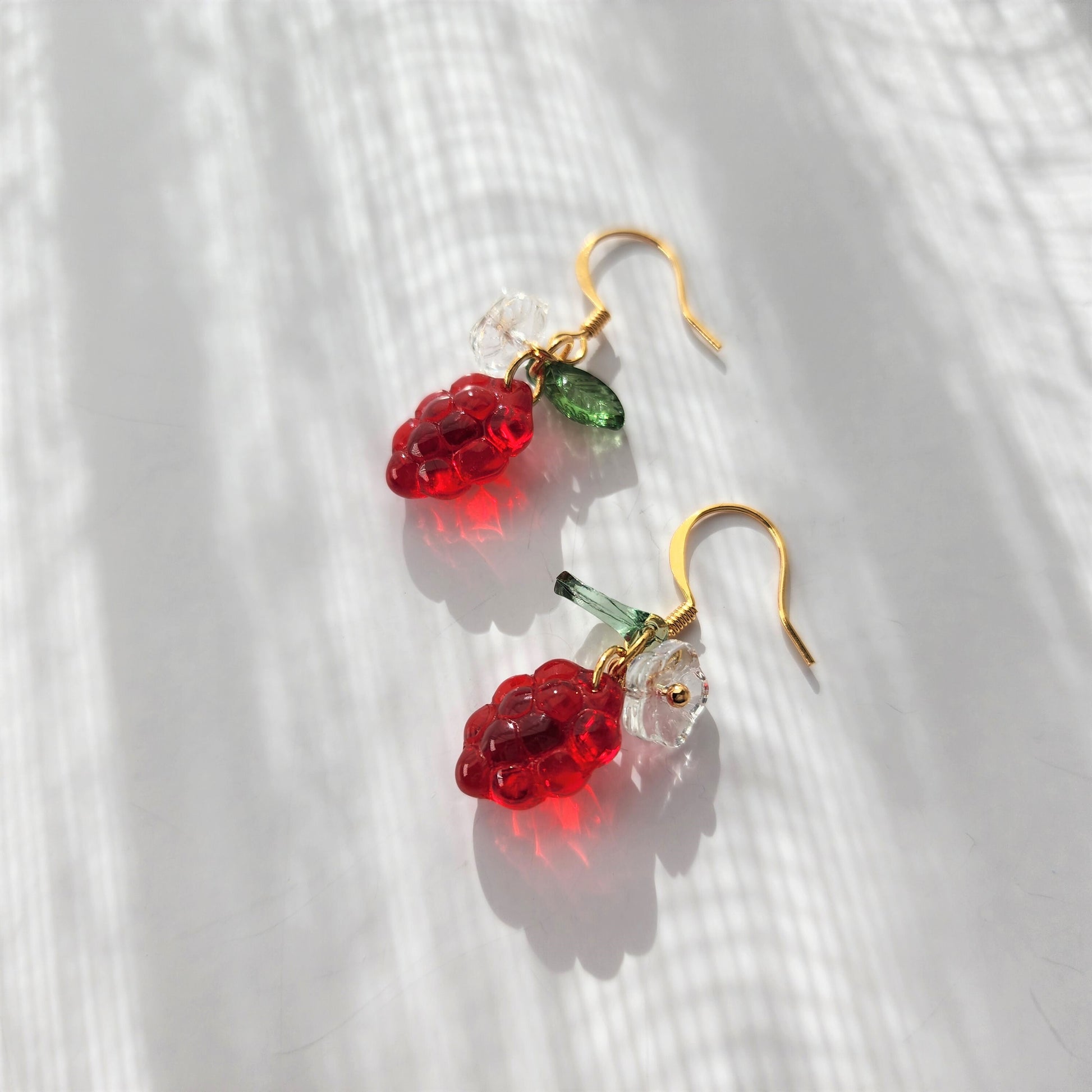 Grape earrings, Pure color glass grape earrings, fruit earrings